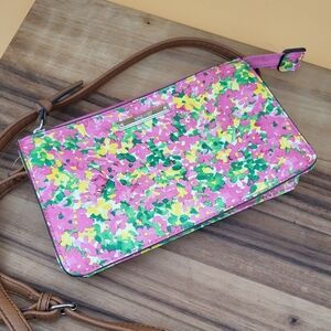 Nine West Pink, Green & Yellow Floral Crossbody Bag with Adjustable Strap